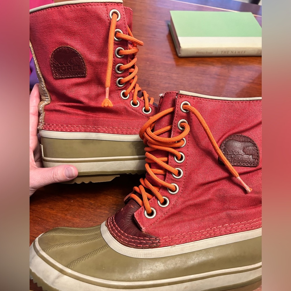 Sorel Waterproof Canvas Red Winter 1964 Premium Snow Boots Womens 8